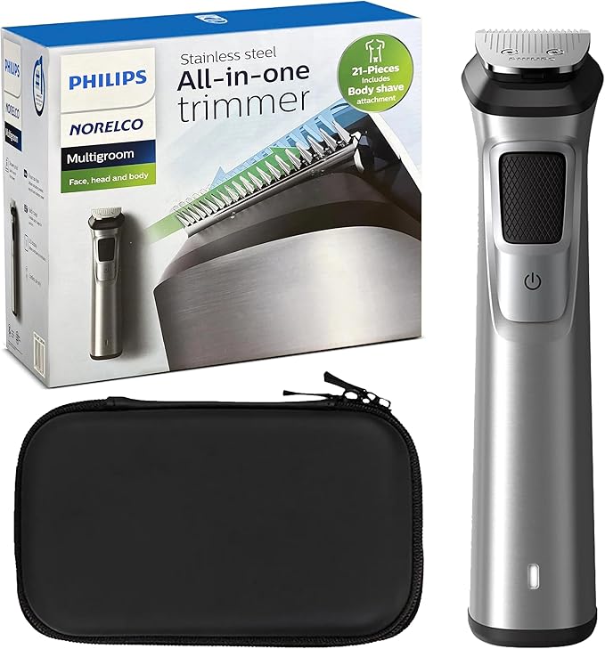 PHILIPS Multi Groomer 8000 Series, 21 Piece Grooming Kit, Beard Trimmer for Men, All-in-One Precision Trimmer for Face, Head, and Body PHILIPS Multi Groomer 8000 Series, 21 Piece Grooming Kit, Beard Trimmer for Men, All-in-One Precision Trimmer for Face, Head, and Body
